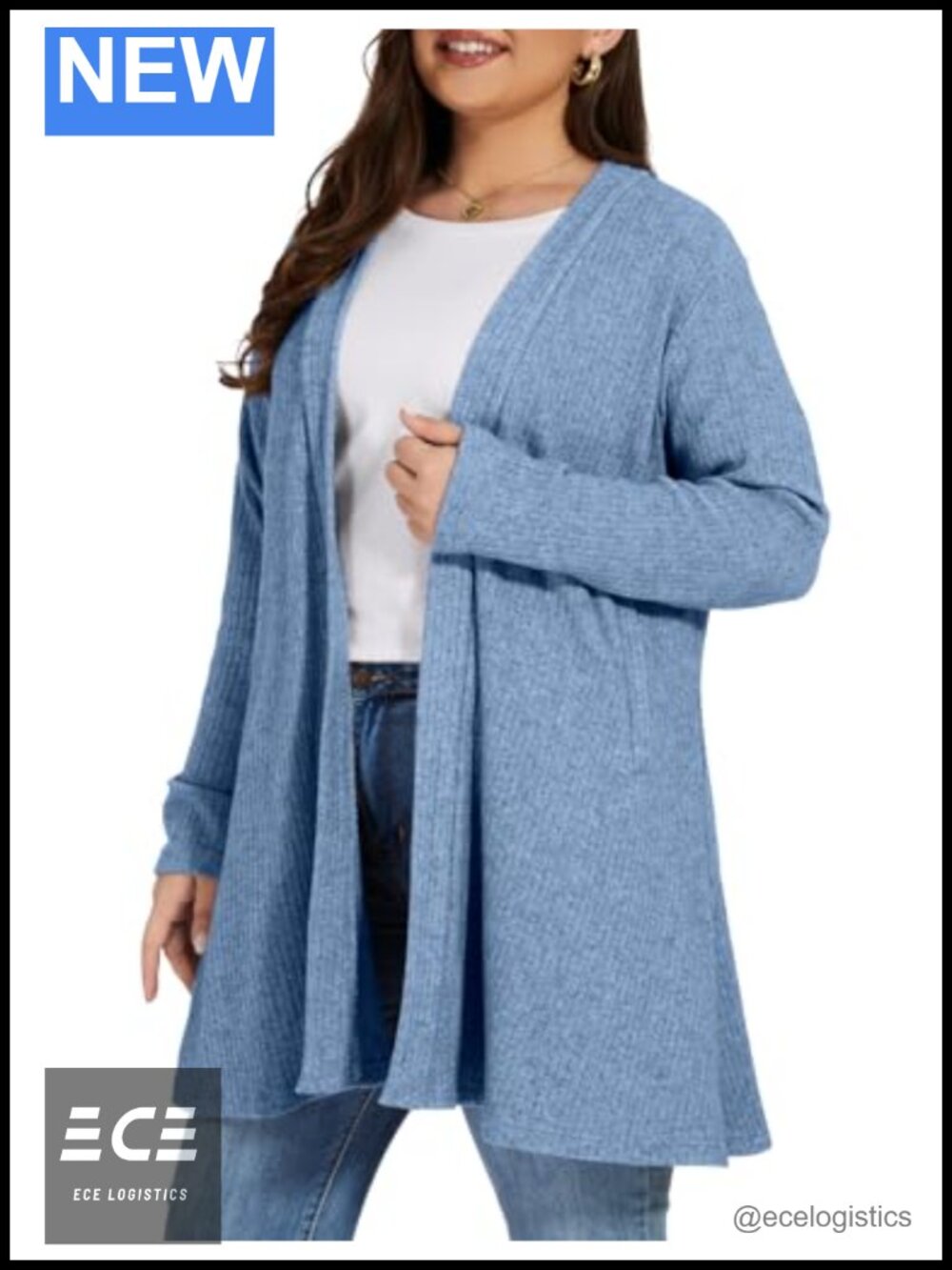Plus Size Open Front Cardigan Sweater with Pockets Loose Fit Shawl Collar